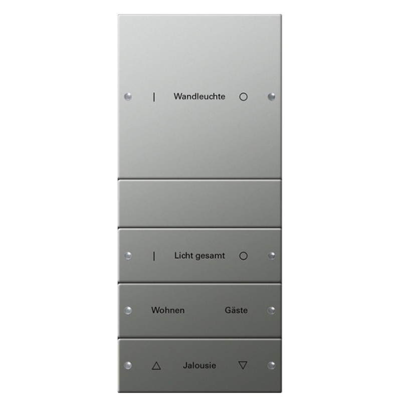 Набор клавиш 4-местный (1+3), с возможностью нанесения надписей Gira KNX/EIB E22 Сталь