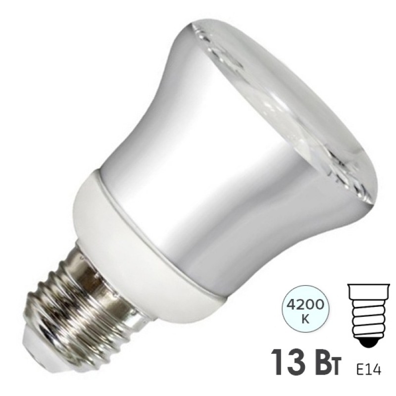 Лампа энергосберегающая ESL R63 13W 4200K E27 белая, d63x115