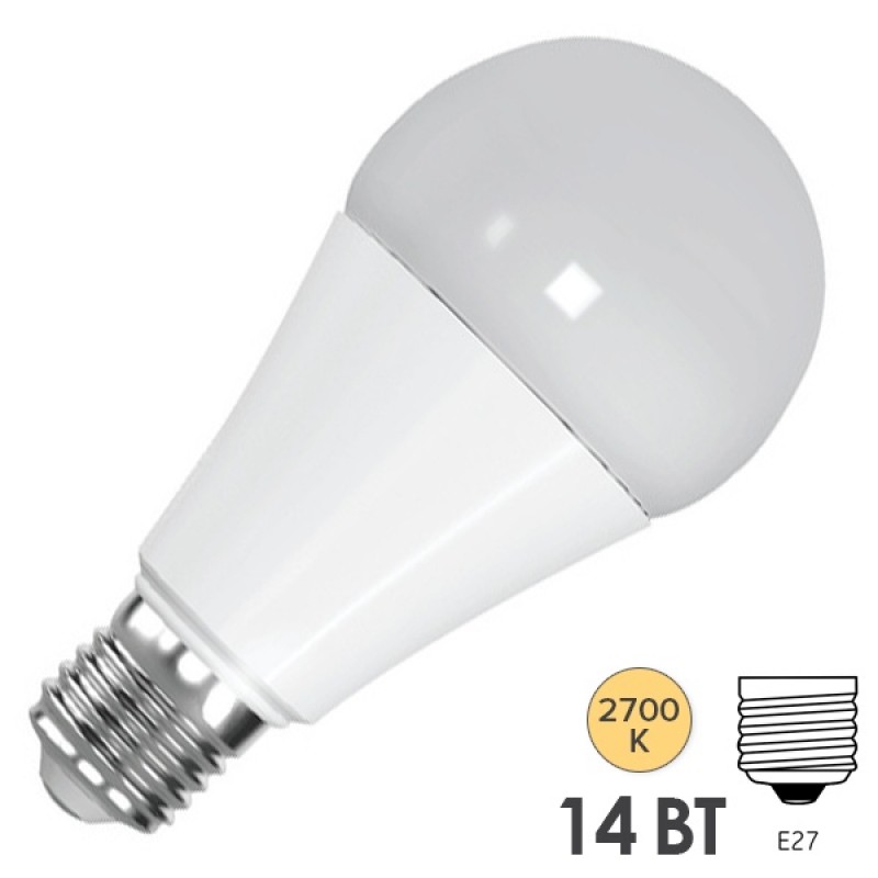 Лампа светодиодная FL-LED-A60 14W 2700К 1360lm 220V E27 теплый свет