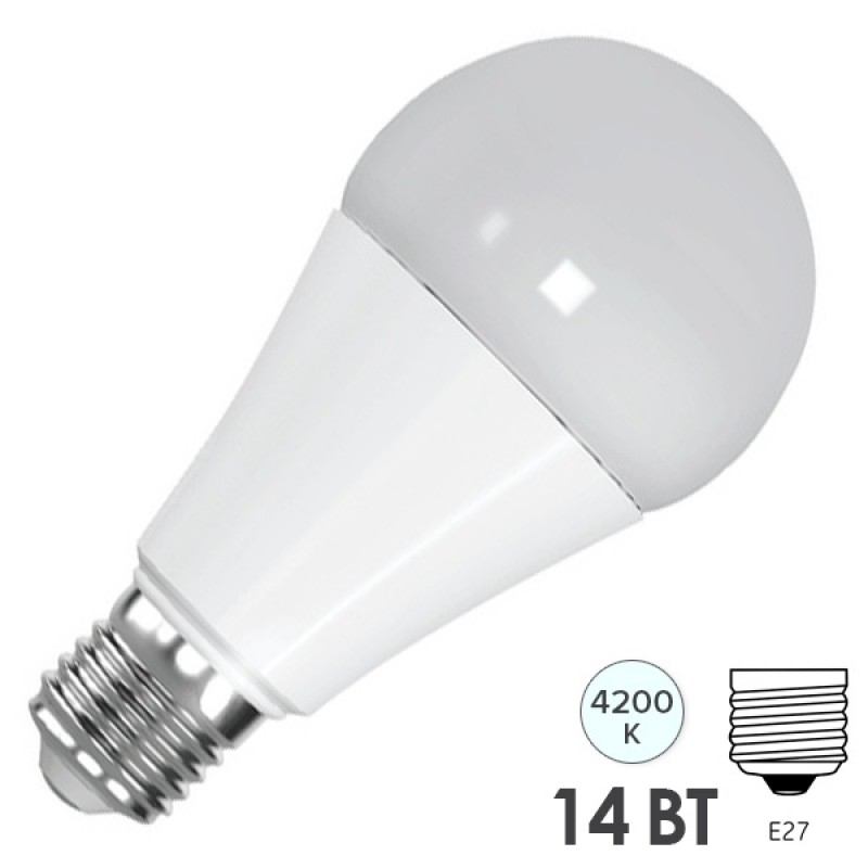 Лампа светодиодная FL-LED-A60 14W 4200К 1360lm 220V E27 белый свет