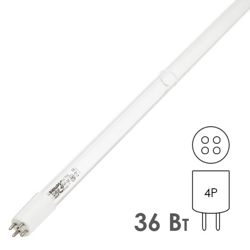 Лампа бактерицидная Philips TUV 36 T5 HO 4P-SE 75W L843mm специальная безозоновая