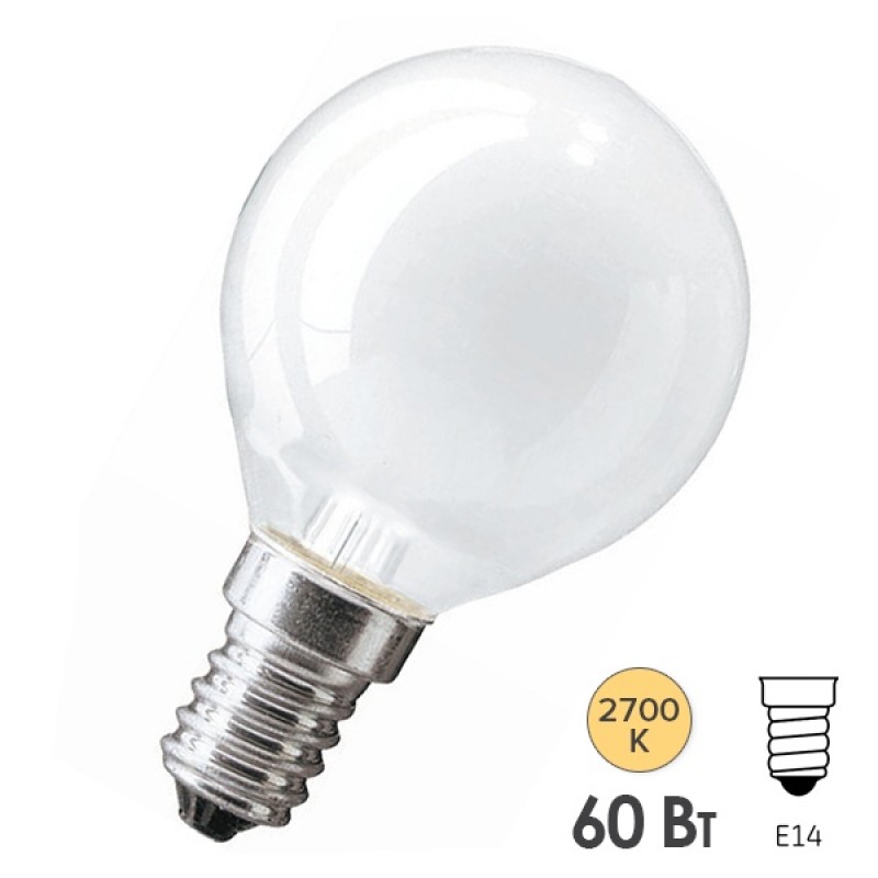 Лампа накаливания шарик PHILIPS STANDART P45 FR 60W E14 230V