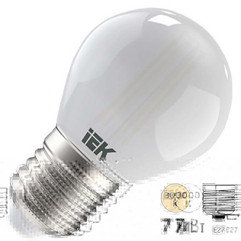 Лампа LED G45 шар матовый 7Вт 230В 3000К E27 серия 360° IEK 616446