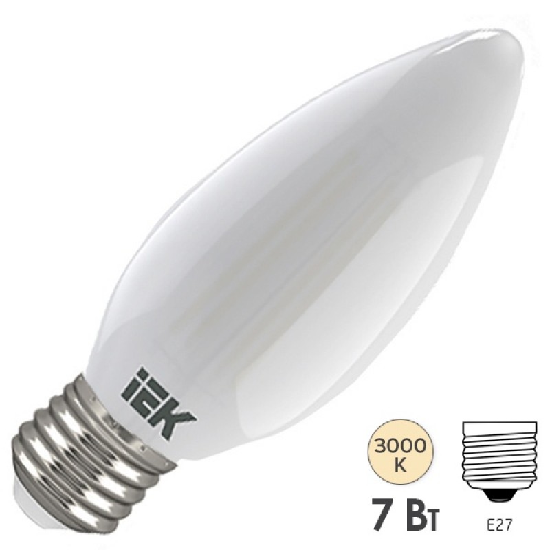 Лампа LED C35 свеча матовая 7Вт 230В 3000К E27 серия 360° IEK