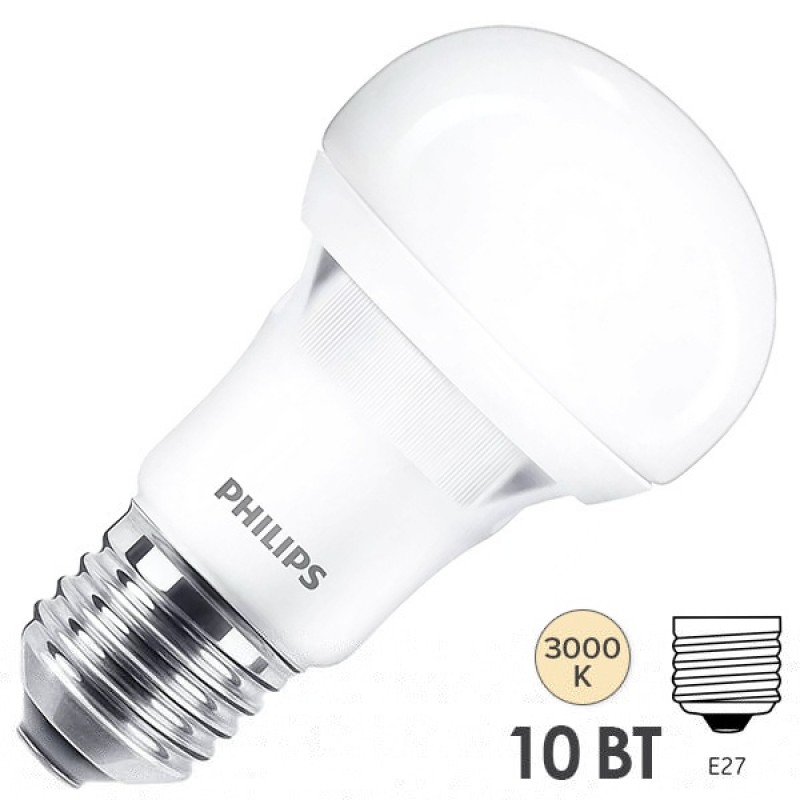 Лампа светодиодная Philips LEDBulb A60 10W 3000K 220V E27 710lm HV ECO