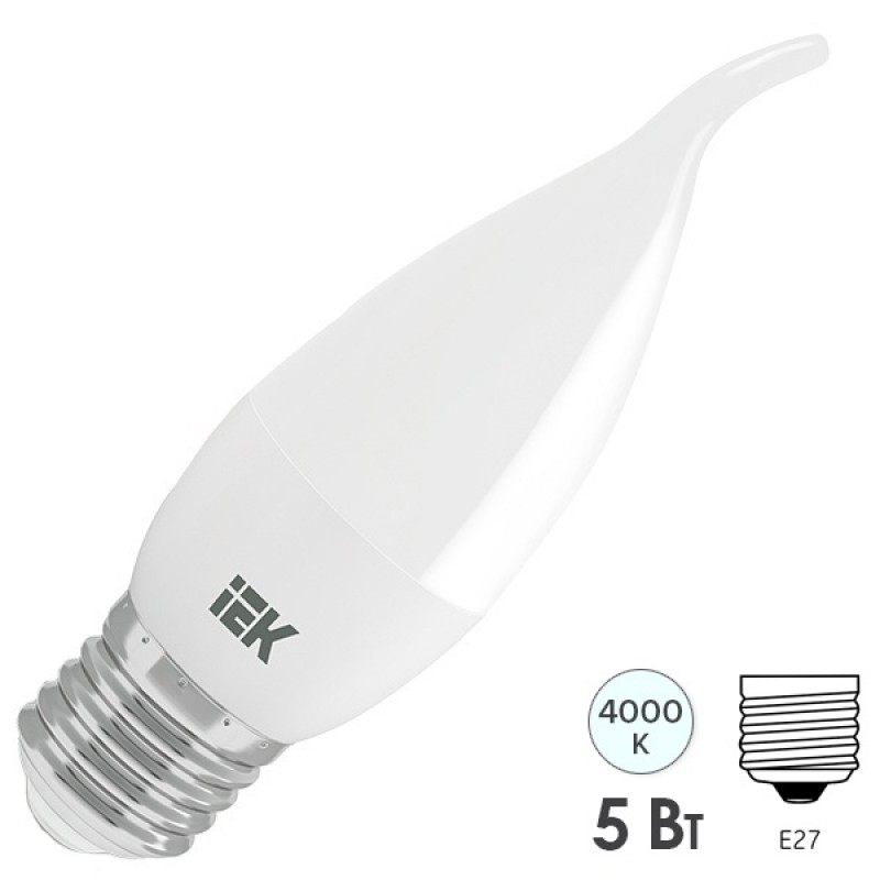 Лампа светодиодная ECO CB35 свеча на ветру 5Вт 230В 4000К E27 IEK