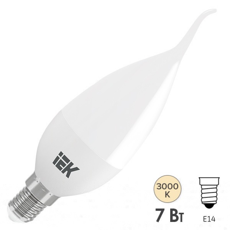 Лампа светодиодная ECO CB35 свеча на ветру 7Вт 230В 3000К E14 IEK