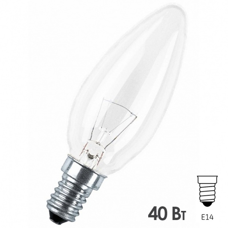 Лампа накаливания свеча Osram CLASSIC B CL 40W E14 прозрачная