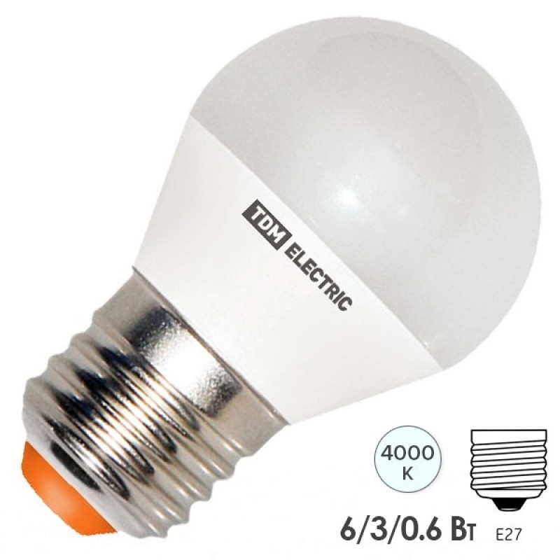Лампа светодиодная FG45 6W 4000K 230V E27 DIM (3 режима яркости) TDM