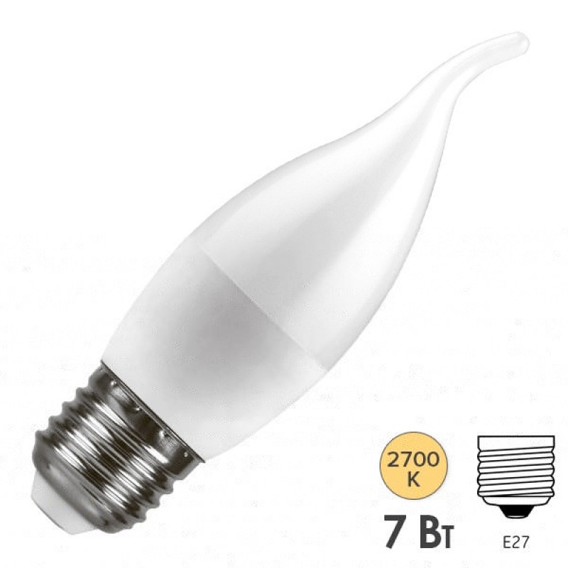 Лампа светодиодная свеча на ветру Feron LB-97 7W 2700K 230V E27 теплый свет