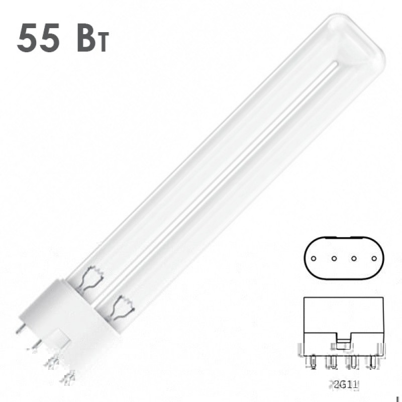 Лампа бактерицидная LightBest LBCQ 55W HO 2G11 специальная безозоновая кварцевое стекло
