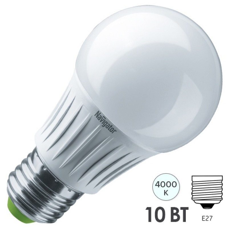 Лампа светодиодная низковольтная Navigator 61 664 NLL-A60-10-127-4K-E27 10W 127V 4000K D60x108mm
