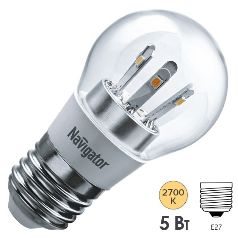 Лампа Navigator 71 295 NLL-G45-5-230-2.7K-E27-CL