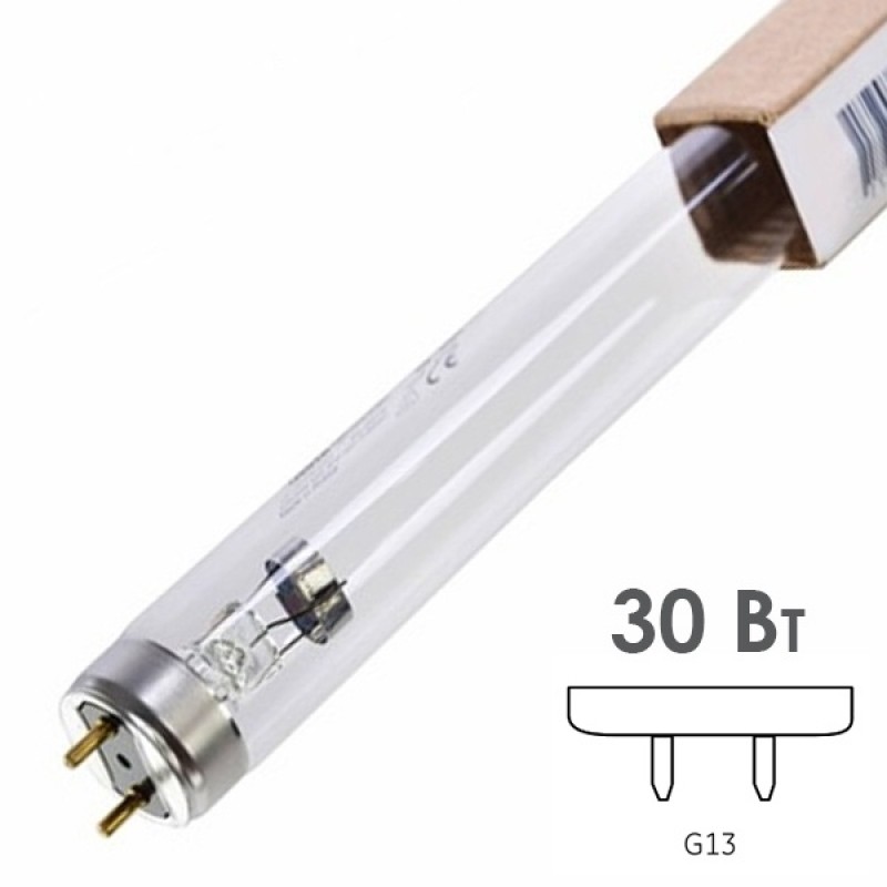 Лампа бактерицидная UVC G30 T8 30W G13 L895mm специальная безозоновая TDM