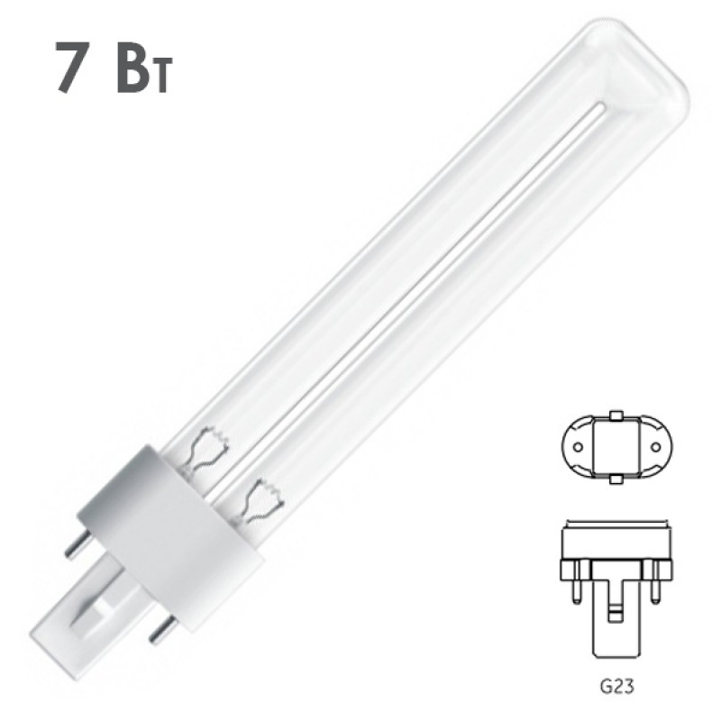 Лампа бактерицидная LightBest LBCQ 7W G23 специальная безозоновая кварцевое стекло