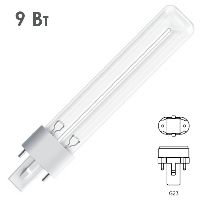 Лампа бактерицидная LightBest LBCQ 9W G23 специальная безозоновая кварцевое стекло