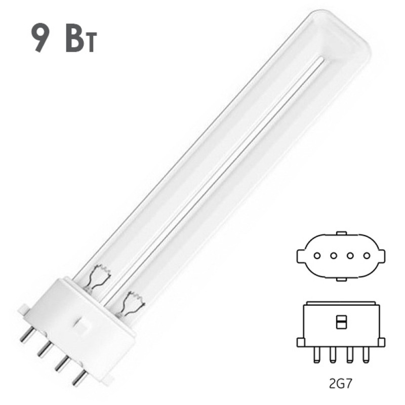 Лампа бактерицидная LightBest LBCQ 9W 2G7 специальная безозоновая кварцевое стекло