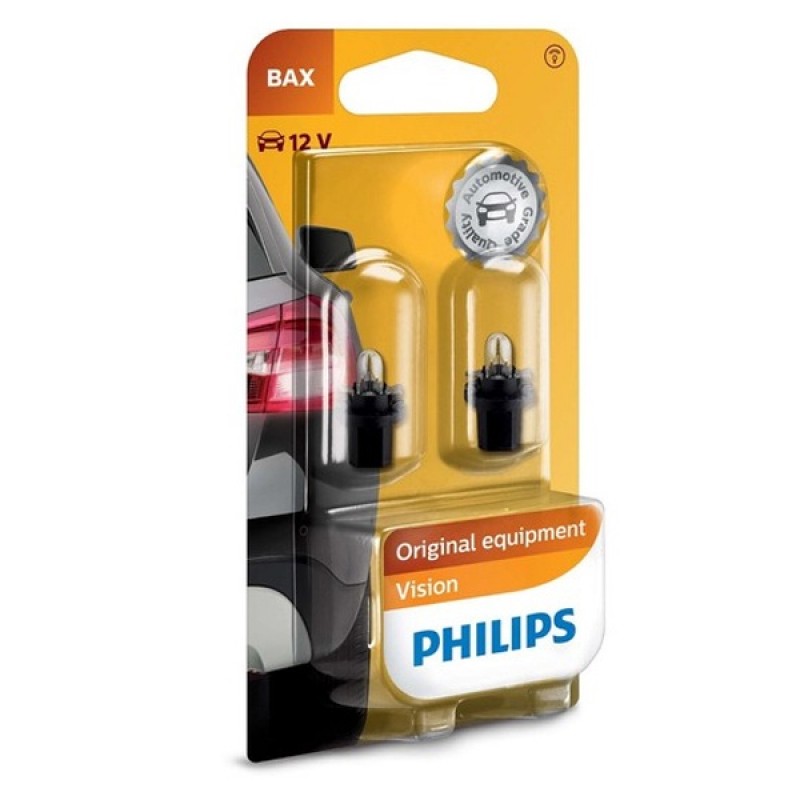Лампа 12598B2 BAX 12V-1,2W (BAX8,5d/2) Black (блистер 2шт.) PHILIPS