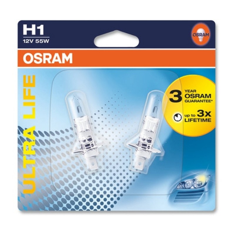 Лампа 64150ULT-02B H1 55W 12V P14,5S (4 года гарантии) ULTRA LIFE OSRAM (упаковка 2шт)