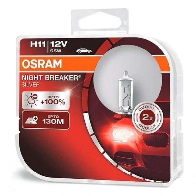Лампа 64211NBS-HCB 55W 12V PGJ19-2 H11 BOX2 (+100% больше света) NIGHT BREAKER SILVER (уп. 2шт)