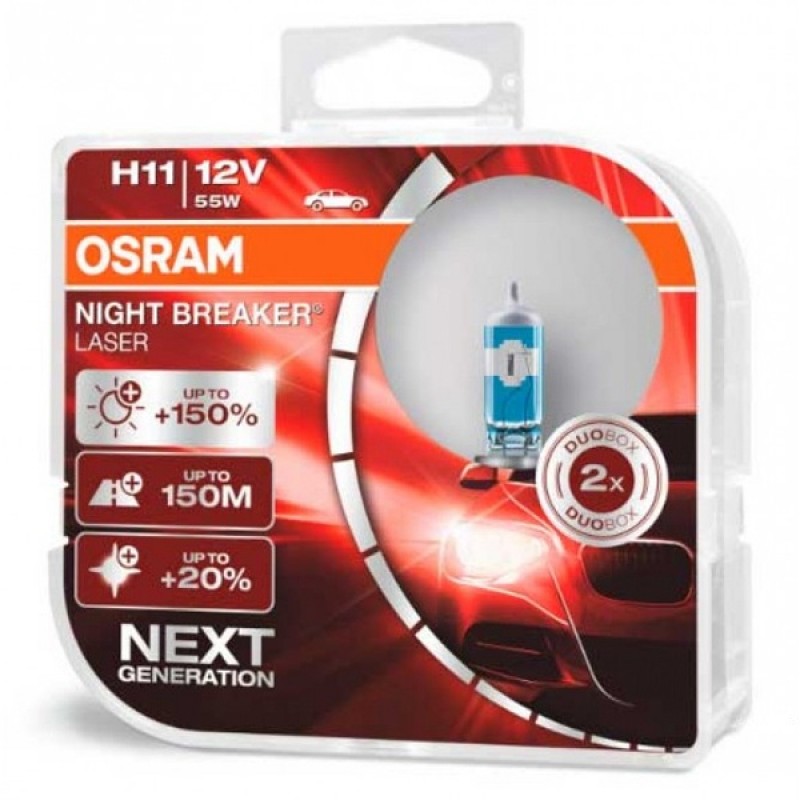Лампа 64211NL-01B H11 55W 12V PGJ19-2 BL1 (на 150% больше света на дороге) NIGHT BREAKER LASER OSRAM