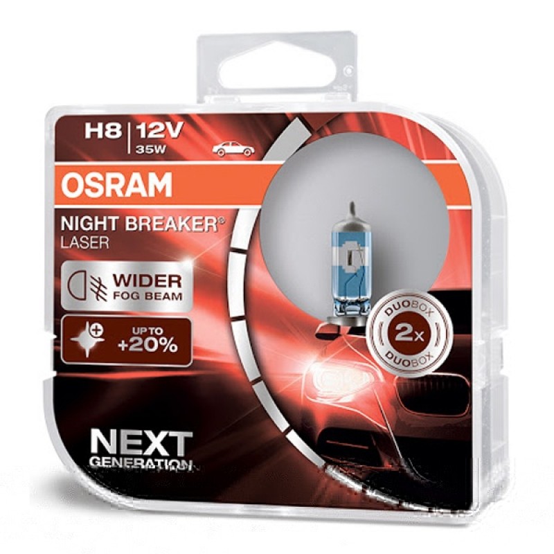 Лампа 64212NL-HCB H8 35W 12V PGJ19-1 BOX2 (+150% больше света) NIGHT BREAKER LASER (уп.  2шт.) OSRAM