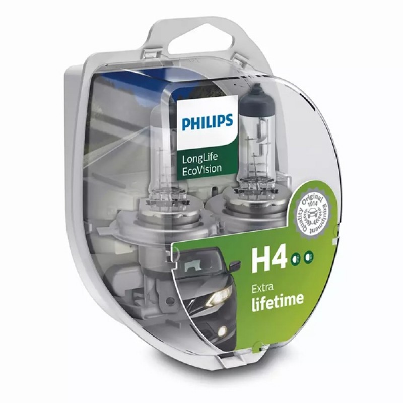 Лампа 12342LLECOS2 H4 12V 60/55W P43t (увелич. срок службы) (уп. 2шт) LongLife EcoVision PHILIPS