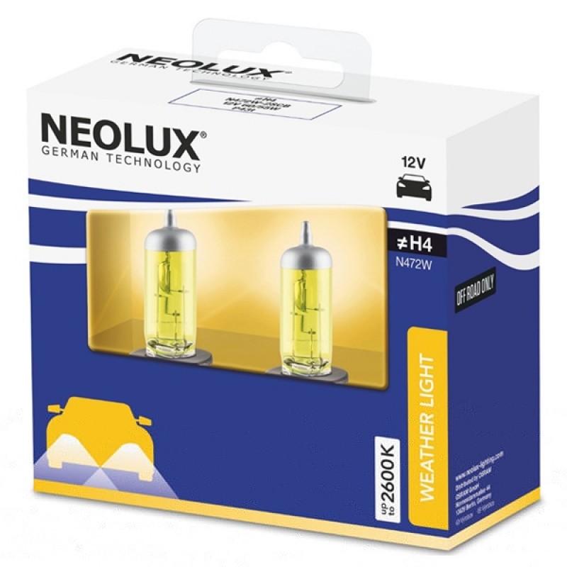 Лампа N472EL-2SCB H4 60/55W 12V P43T (+50% больше света) (64150SV2-HCB) Extra Light NEOLUX (уп. 2шт)