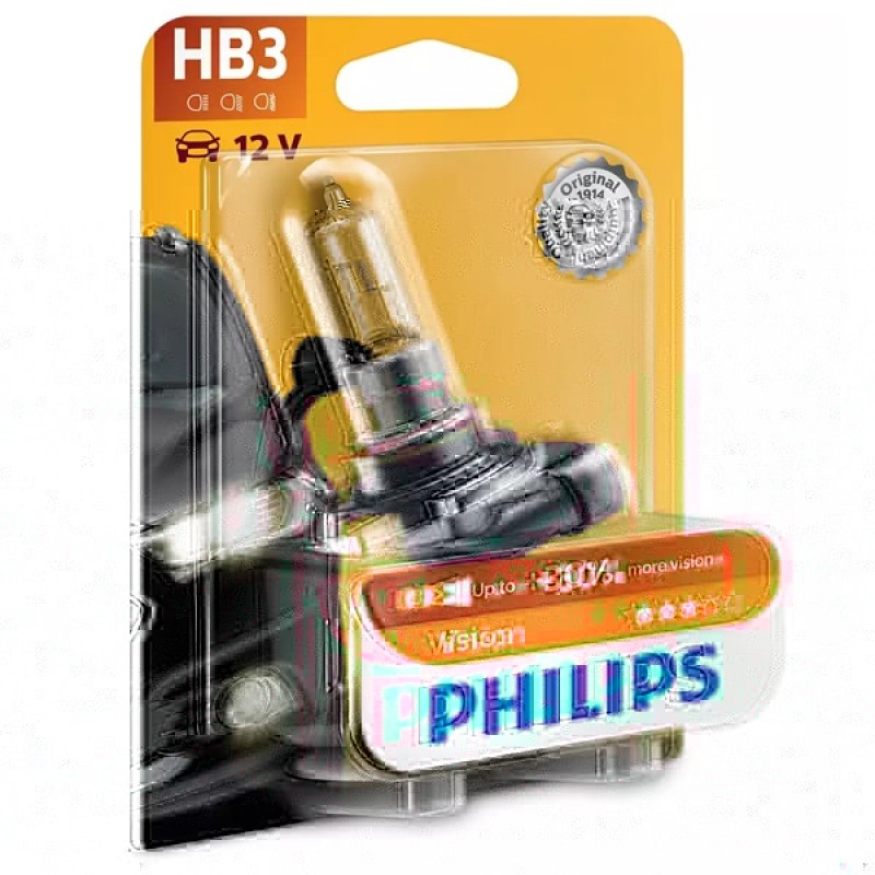 Лампа 9005PRB1 HB3 12V 65W P20d ( +30% света) (Premium) (блистер 1шт.) Vision PHILIPS