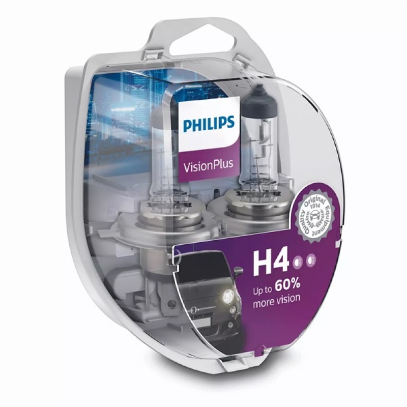 Лампа 12342VPS2 H4 12V 60/55W P43t (+60% света) (уп. 2шт.) Vision Plus PHILIPS
