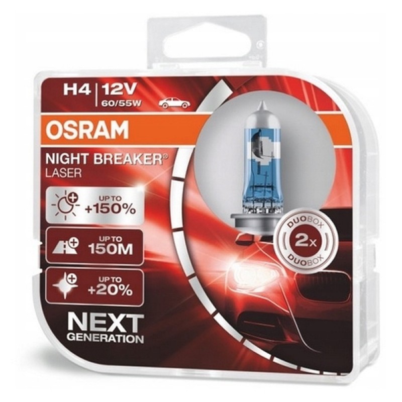 Лампа 64193NL 60/55W 12V P43T H4 К1 (на 150% больше света на дороге) NIGHT BREAKER LASER OSRAM