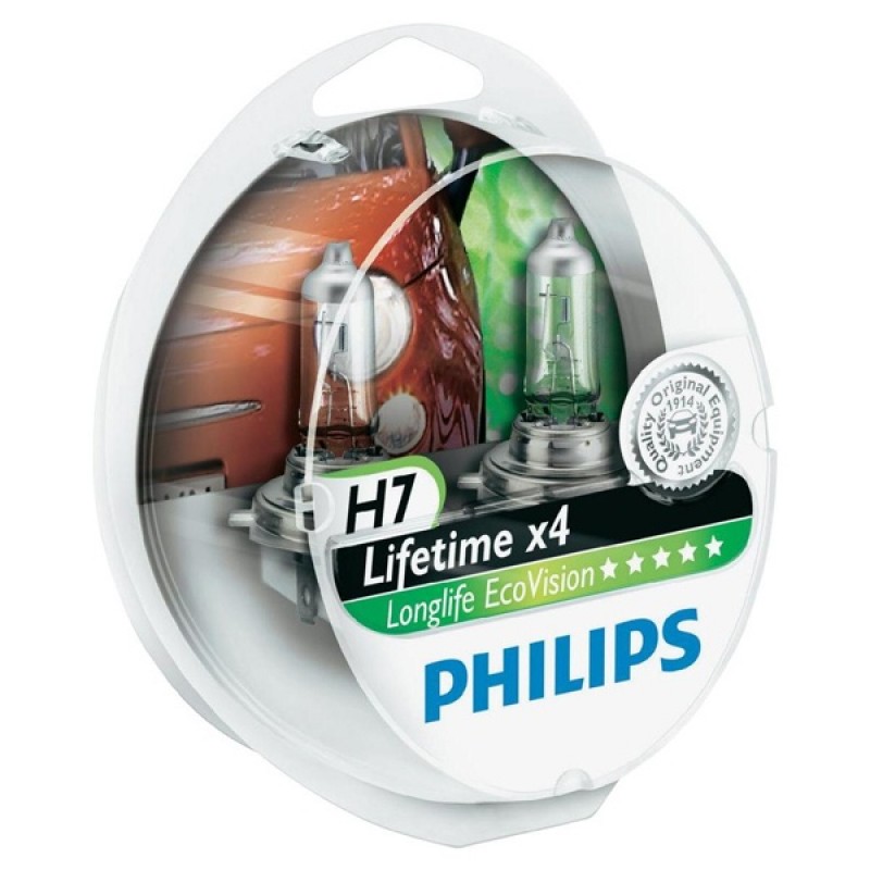 Лампа 12972LLECOS2 H7 12V 55W PX26d (увелич. срок службы) (уп. 2шт.) LongLife EcoVision PHILIPS