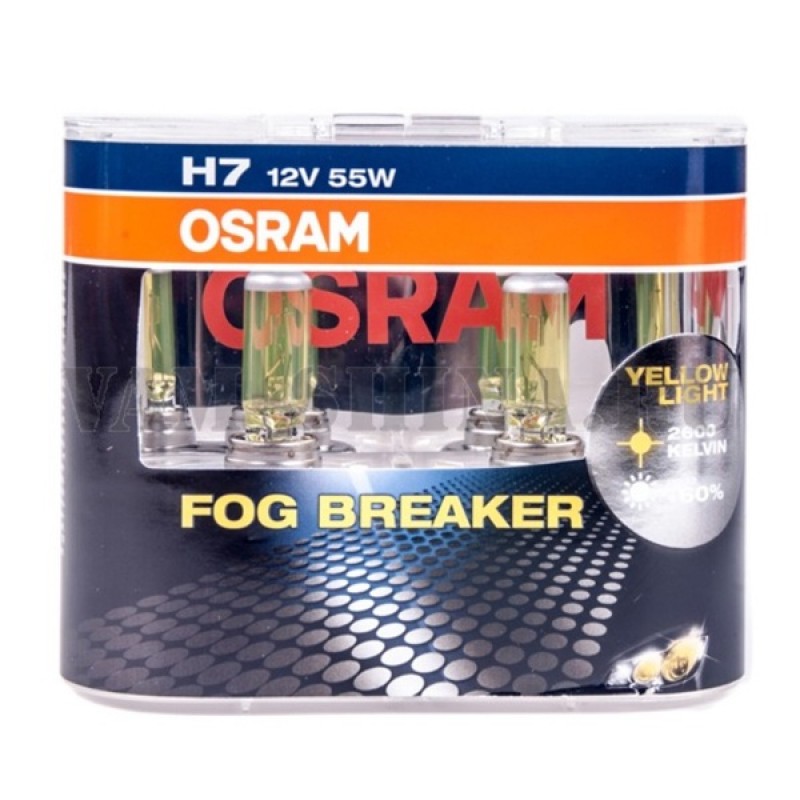 Лампа 62210FBR-HCB H7 12V 55W PX26d (+60% больше света, 2600K) FOG BREAKER OSRAM (упаковка 2шт)