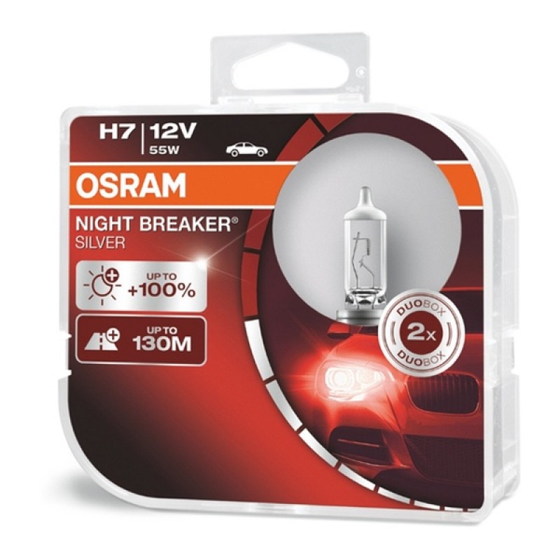 Лампа 64210NBS-HCB 55W 12V PX26D H7 BOX2 (+100% больше света) NIGHT BREAKER SILVER OSRAM (уп. 2шт)