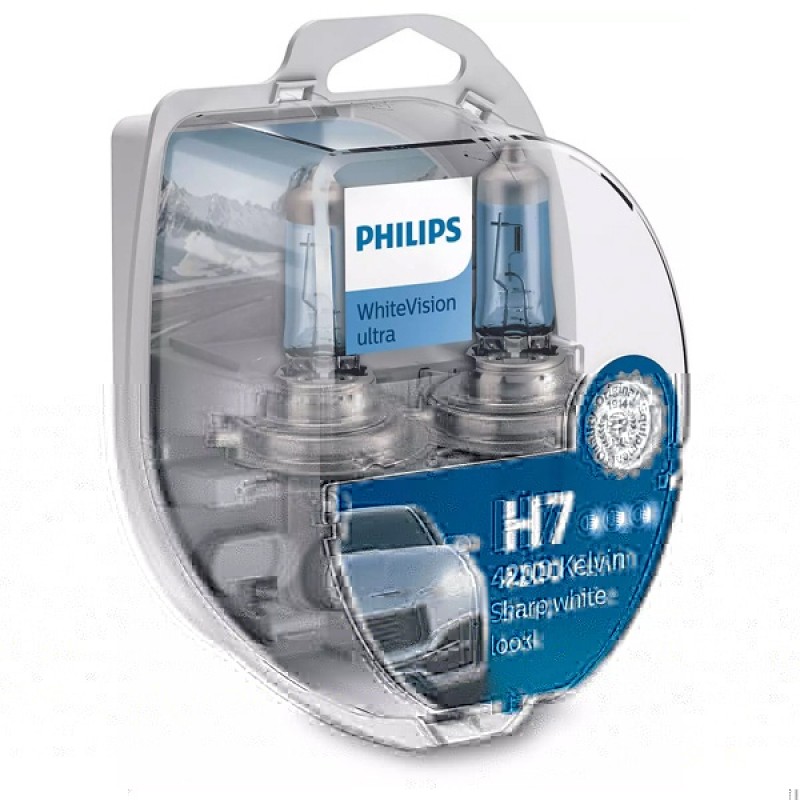 Лампа 12972WVUSM H7 12V 55W PX26d (абсолютно белый свет) +W5W 12V-5W (уп. 2+2 шт.) WhiteVision ultra
