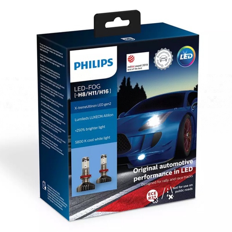 Лампа светодиодная 11366XUWX2 H11/H8/H16 12V LED (PGJ19-) 5800K 15.5W X-tremeUltinon gen2 Fog уп.2шт