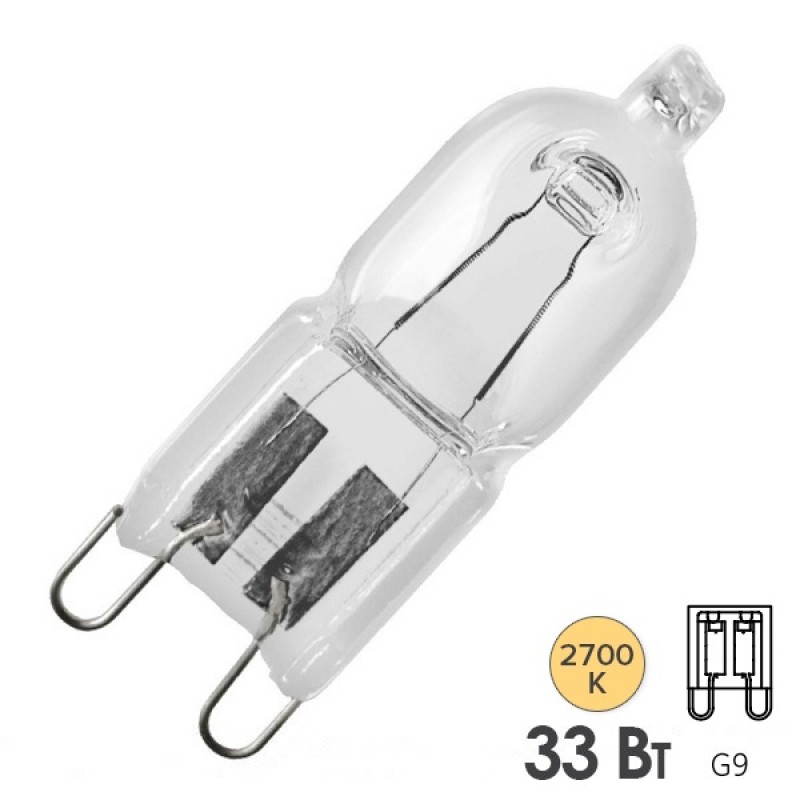 Лампа галогенная капсульная Osram 66733 ECO Halopin 33W(40W) 220V G9
