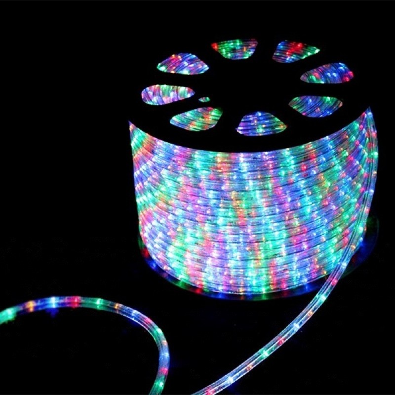 Светодиодный дюралайт 3W мульти (RYGB) 24 LED/1,6Вт/м, свечение с динамикой, D13мм, бухта 100м