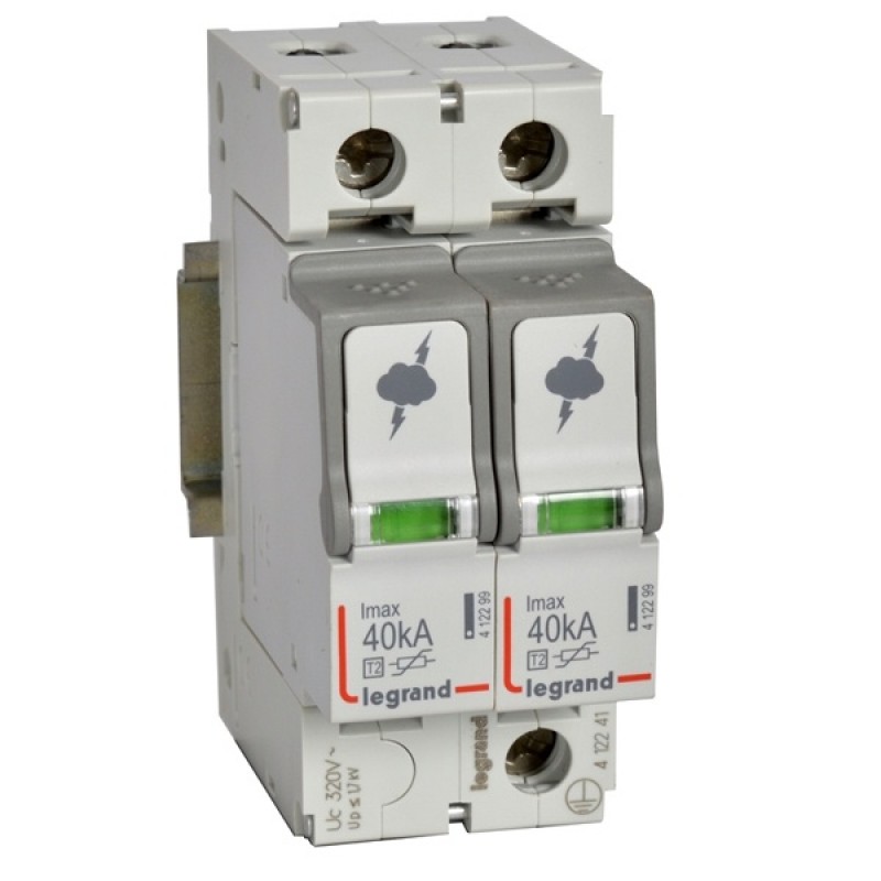 Разрядник Legrand 1P+N тип Т2 Imax 40 кА 255-320В 2 модуля