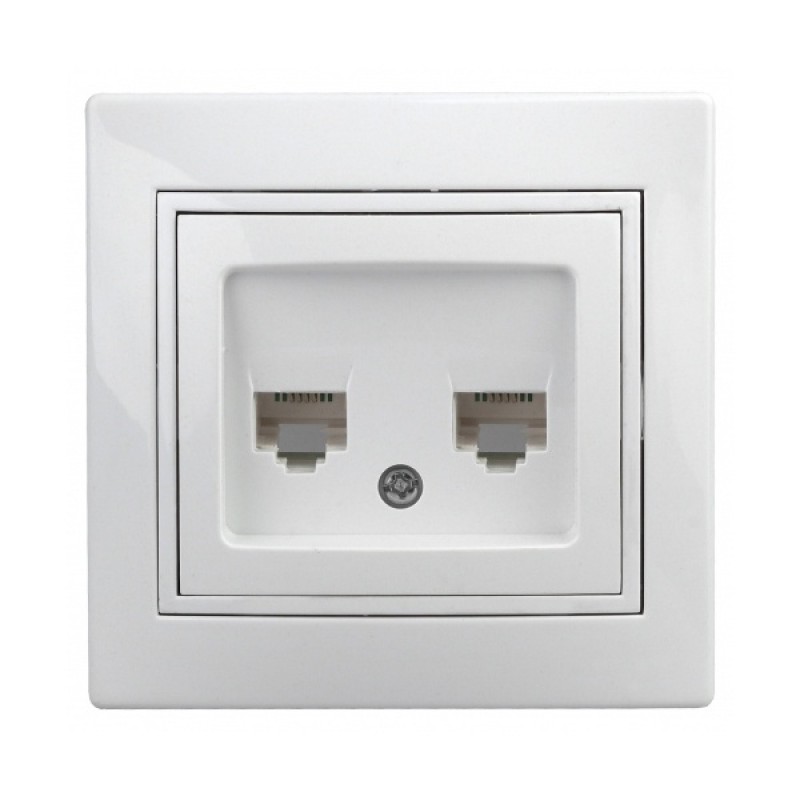 Розетка информационная 2хRJ45 IP20  Intro Plano, белый 1-304-01