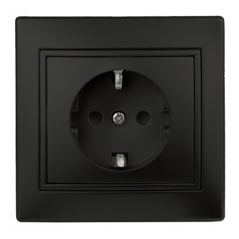 Розетка 2P+E Schuko 16А 250В IP20 Intro Plano, антрацит 1-202-05