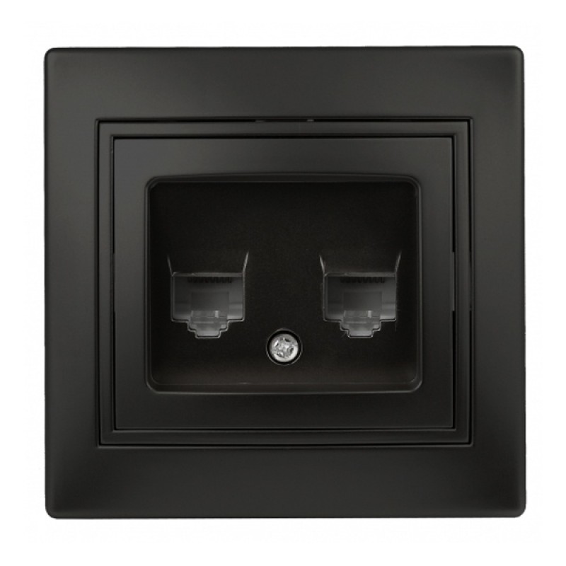 Розетка информационная 2хRJ45 IP20  Intro Plano, антрацит 1-304-05