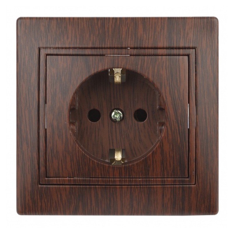 Розетка 2P+E Schuko 16А 250В IP20 Intro Plano, венге 1-202-10