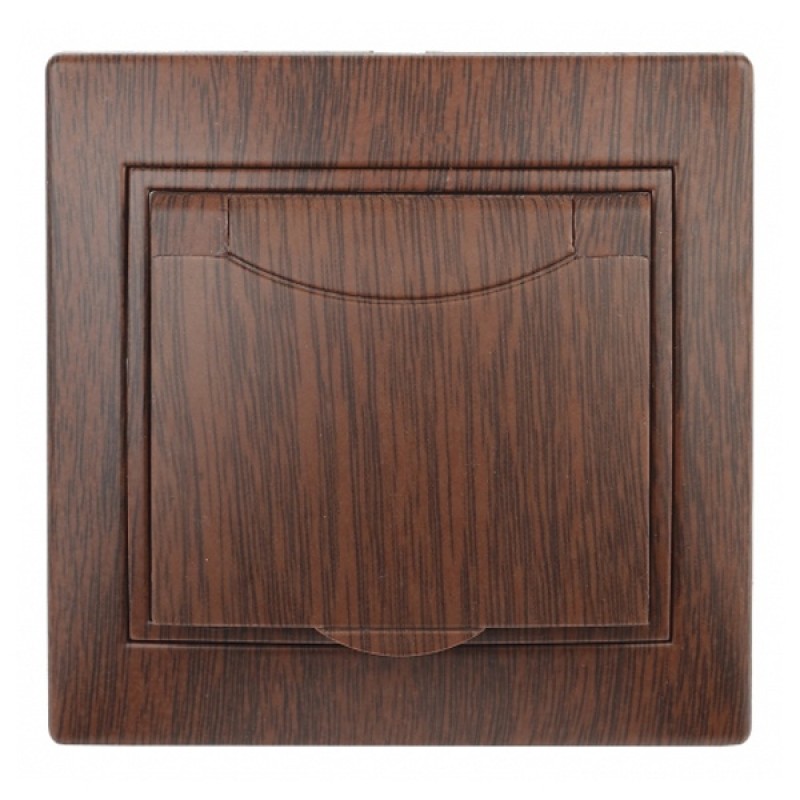Розетка 2P+E Schuko с крышкой 16А 250В IP20 Intro Plano, венге 1-203-10