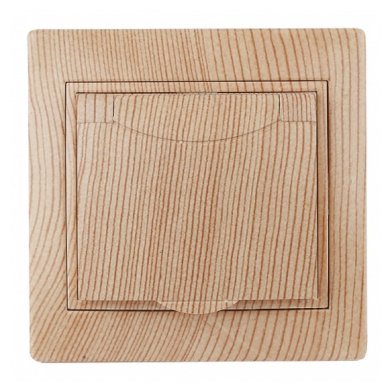 Розетка 2P+E Schuko с крышкой 16А 250В IP20 Intro Plano, сосна 1-203-11