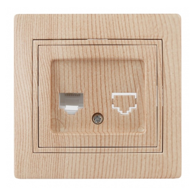Розетка информационная RJ45 IP20  Intro Plano, сосна 1-303-11