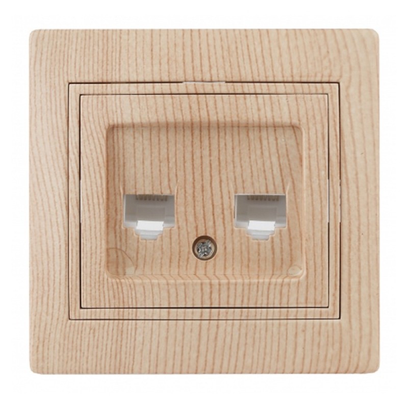 Розетка информационная 2хRJ45 IP20  Intro Plano, сосна 1-304-11