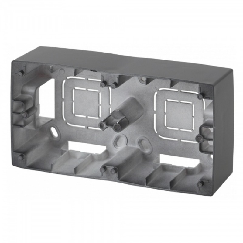 Коробка накладного монтажа Эра 12 2 поста, графит 12-6102-12