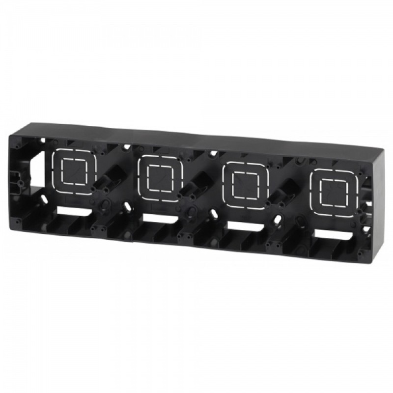 Коробка накладного монтажа Эра 12 4 поста, чёрный 12-6104-06