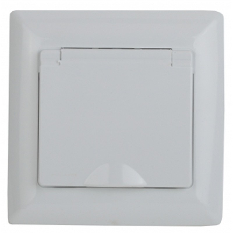 Розетка 2Р+Е Schuko с крышкой 16А-250В Intro Solo, белый 4-203-01